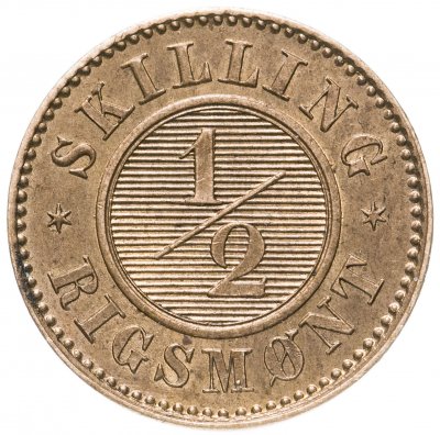 купить Дания 1/2 скиллинга ригсмонт (скиллинга-ригсмёнт, skilling rigsmont) 1868