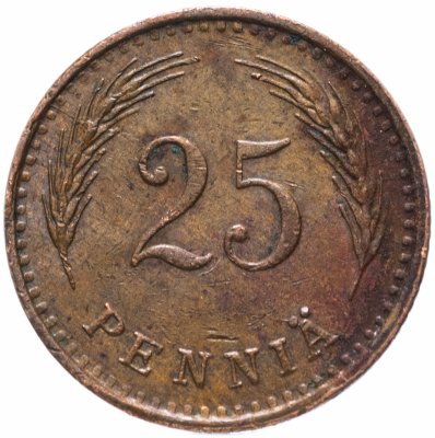 купить Финляндия 25 пенни (случайный год) 1940-1943, медь