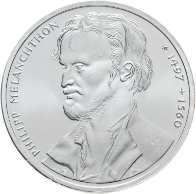 купить Германия 10 марок (deutsche mark) 1997 "500 лет со дня рождения Филиппа Меланхтона", знак монетного двора: "J" - Гамбург