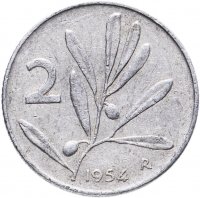 купить Италия 2 лиры 1954