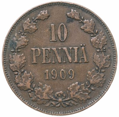 купить 10 пенни 1909, для Финляндии