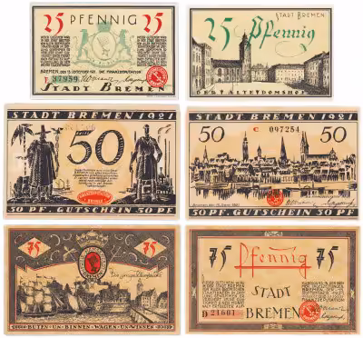 купить Германия (Бремен: Бремен) набор из 3-х нотгельдов 1921