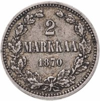Купить 2 марки (markkaa) 1870 S, монета для Финляндии