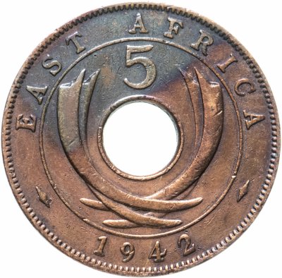 купить Британская Восточная Африка 5 центов (cents) 1942