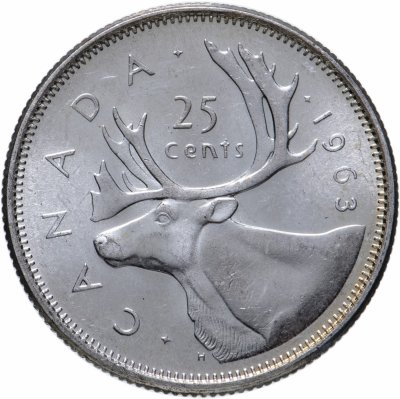 купить Канада 25 центов (cents) 1963