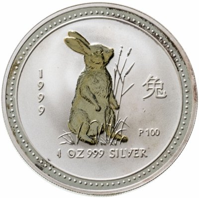 купить Австралия 1 dollar (доллар) 1999 "Китайский календарь - год Кролика", позолота