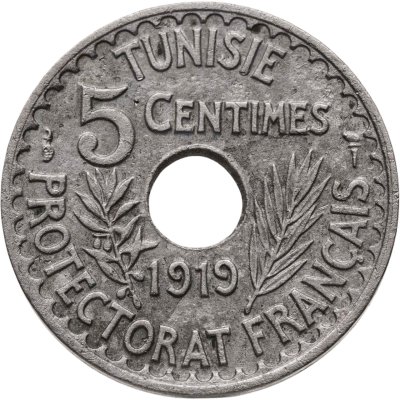 купить Тунис 5 сантимов (centimes) 1919