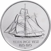 Купить Норвегия 5 крон 1975 "150 лет иммиграции в Америку"