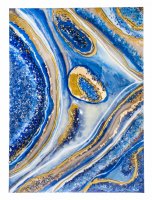 Купить Панно настенное "Солнечный океан", авторская ручная работа в технике Resin Art, глянцевое 3D покрытие, натуральный камень, Россия, 2020 г.