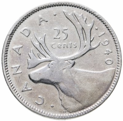 купить Канада 25 центов (cents) 1940
