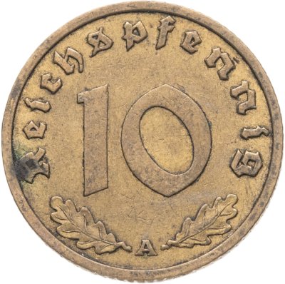 купить Германия, Третий рейх 10 рейхспфеннигов 1937, знак монетного двора "А"