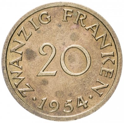 купить Саар 20 франков (francs) 1954