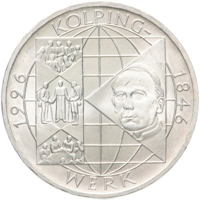 купить Германия, ФРГ 10 марок 1996 "150 лет первой католической ассоциации ремесленников А. Колпинга"