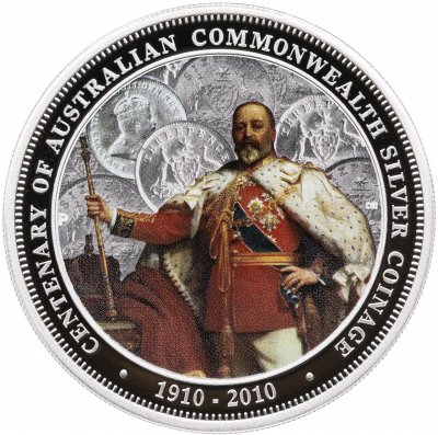 купить Австралия 1 доллар 2010 "100 производству серебряных монет австралийского содружества. Король Эдуард VII" в футляре, с сертификатом