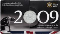 купить Великобритания 5 фунтов (pounds) 2009 "XXX летние Олимпийские Игры, Лондон2012 - Обратный отсчет «3», Плавание" (в буклете)