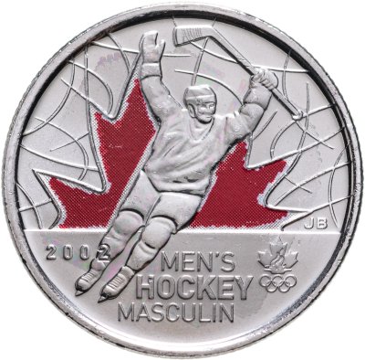 купить Канада 25 центов (cents) 2009 "Победа мужской сборной по хоккею на олимпиаде Солт-Лейк-Сити 2002" (цветное покрытие)