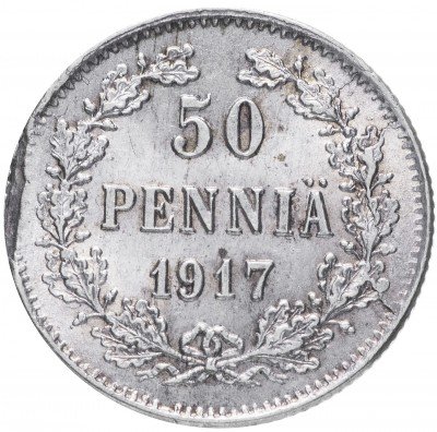 купить 50 пенни 1917 S, монета для Финляндии. Гербовый орёл без корон.