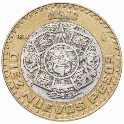 купить Мексика 10 новых песо (nuevos pesos) 1994