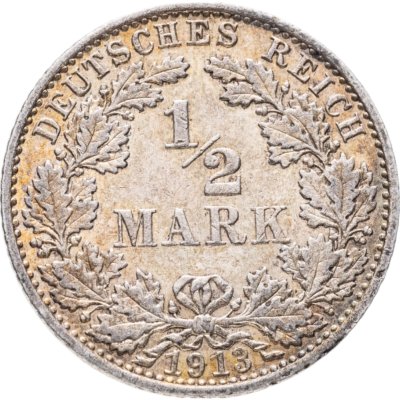 купить Германия 1/2 марки (mark) 1913 Знак монетного двора: "A" - Берлин