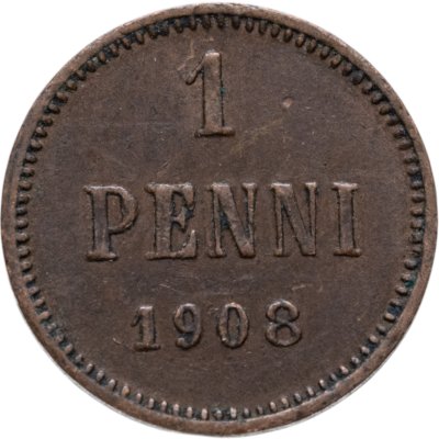 купить 1 пенни (penny) 1908, монета для Финляндии