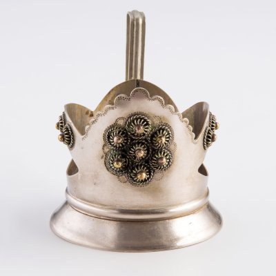 купить Подстаканник c рельефным декором из сканных элементов, металл, СССР, 1980-1990 гг.