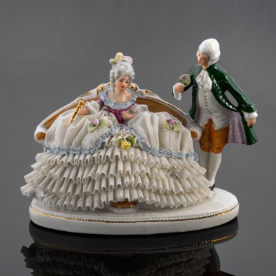 купить Статуэтка "Визит", фарфор, роспись, золочение, Porzellanfiguren Gräfenthal (Графенталь), Германия, 1980-1990 гг.