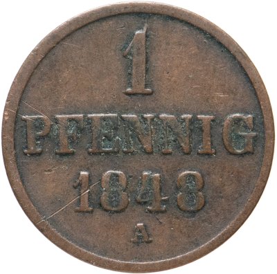 купить Германия, Королевство Ганновер 1 пфенниг 1848
