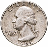 купить США 1/4 доллара (квотер, 25 центов) 1964 "Washington Quarter (Вашингтон)"