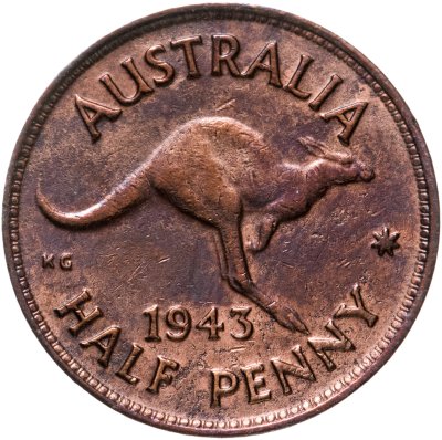 купить Австралия 1/2 пенни (penny) 1943