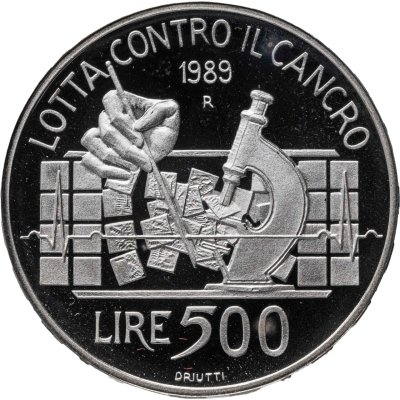 купить Италия 500 лир 1989 Борьба против рака