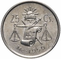 Купить Мексика 25 сентаво 1950-1953