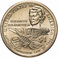 купить США 1 доллар (dollar) 2020 P "Коренные Американцы - Элизабет Ператрович, Закон о борьбе с дискриминацией 1945"