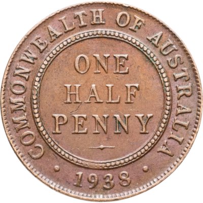 купить Австралия 1/2 пенни (penny) 1938