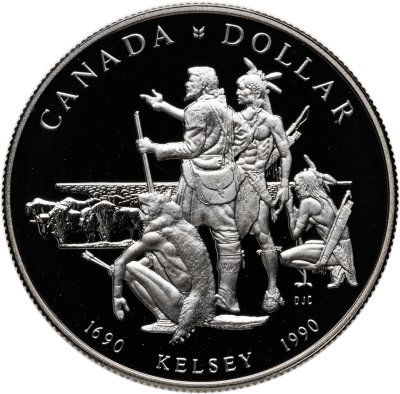 купить Канада 1 доллар (dollar) 1990 "300 лет путешествию Генри Келси"
