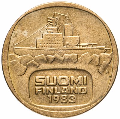 купить Финляндия 5 марок (markkaa) 1983 N "Ледокол Урхо", знак монетного двора 'N' - Tapio Nevalainen