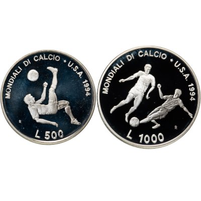 купить Сан-Марино набор 500 и 1000 лир (lire) 1994 "Чемпионат мира по футболу 1994"