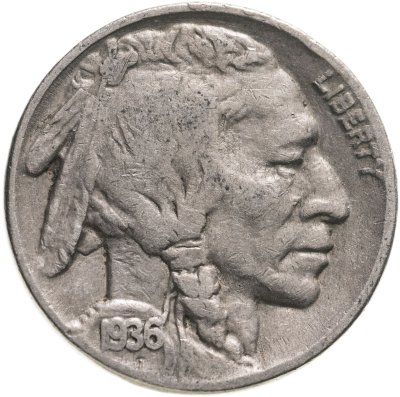 купить США 5 центов (cents) 1936 D Buffalo Nickel знак монетного двора: "D" - Денвер
