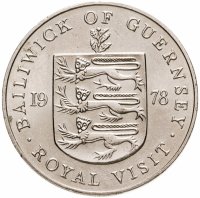 купить Остров Гернси 25 пенсов (pence) 1978 королевский визит
