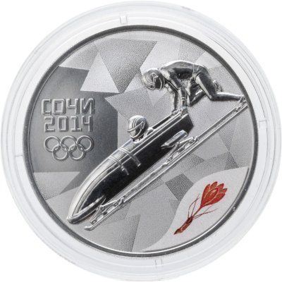 купить 3 рубля 2014 СПМД Proof "XXII Зимняя Олимпиада в Сочи - Бобслей (виды спорта)" в подарочном футляре с сертификатом