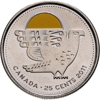 купить Канада 25 центов (cents) 2011 "Природа Канады - Сапсан", Цветное покрытие