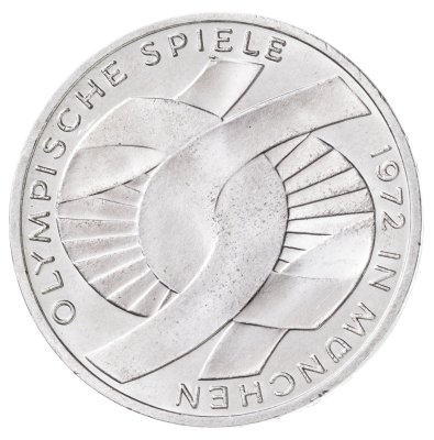 купить Германия 10 марок 1972 XX летние Олимпийские Игры, Мюнхен 1972 - Узел знак монетного двора: "F" - Штутгарт
