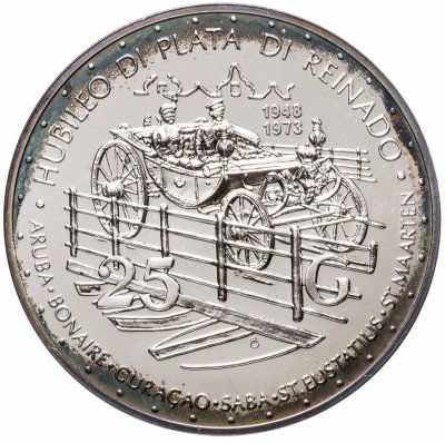 купить Нидерландские Антильские острова 25 гульденов (gulden) 1973 "25 лет правления Королевы Юлианы"