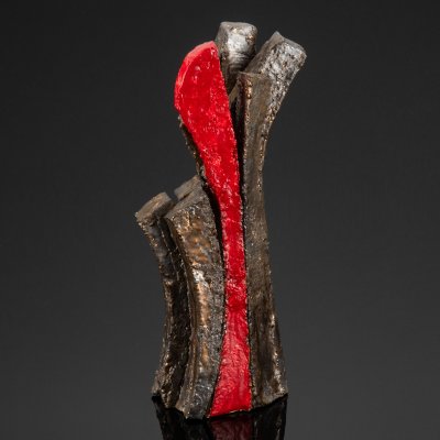 купить Скульптура абстрактная в цвете металлик с ярким акцентом "Лава" (название условное), керамика, крашение, Европа, 2000-2010 гг.