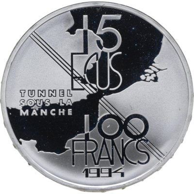 купить Франция 100 франков - 15 экю 1994 "Тоннель под Ла-Маншем"