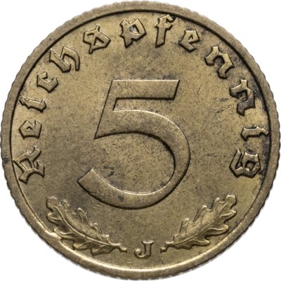 купить Германия (Третий Рейх) 5 рейхспфеннигов 1938 "J"