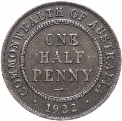 купить Австралия 1/2 пенни (penny) 1922