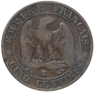 купить Франция 5 сантимов (centimes) 1856 K знак монетного двора: "K" - Бордо Франция