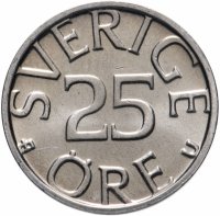 Купить Швеция 25 эре (ore) 1984