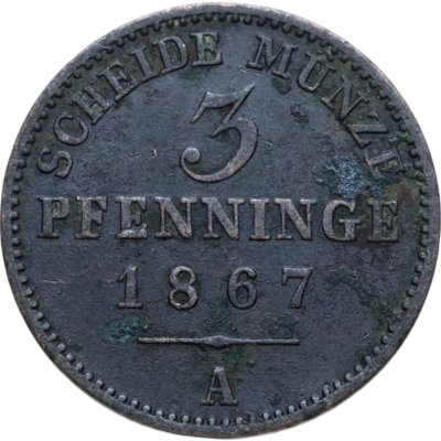 купить Пруссия 3 пфеннинга 1867 А