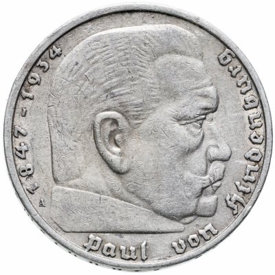 купить Германия 5 рейхсмарок (reichsmark) 1936 Гинденбург Третий рейх, без свастики